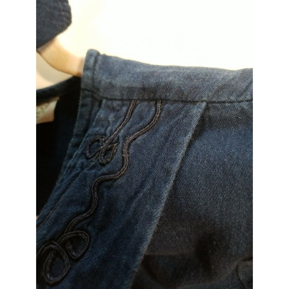 Pado Vtg 80s Womens Dress S Denim Tie Back Vest Long USA Cotton Long Sleeve - Picture 9 of 10